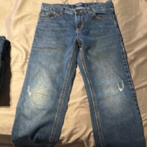 Old Navy Blue Straight-Leg Jeans with Distressed Details